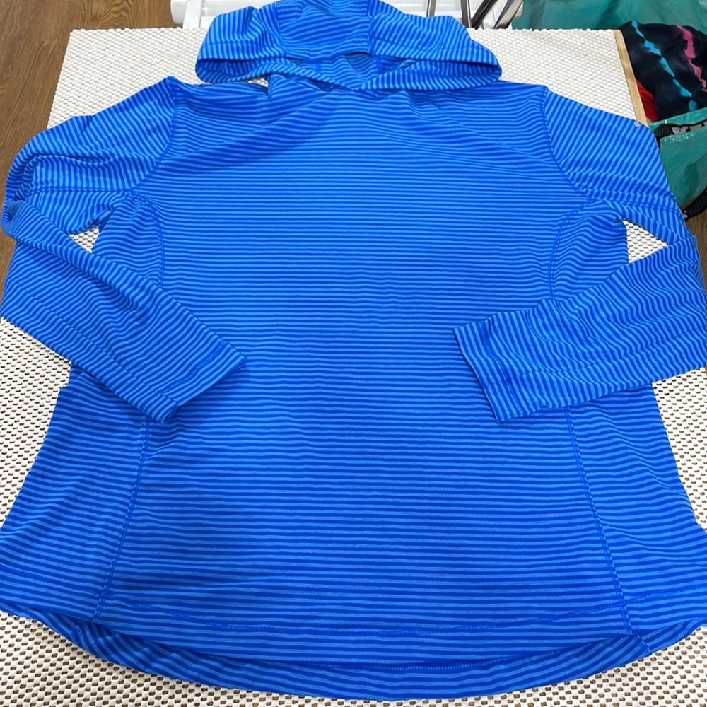 Columbia Blue Striped Hooded Top - Sz XL